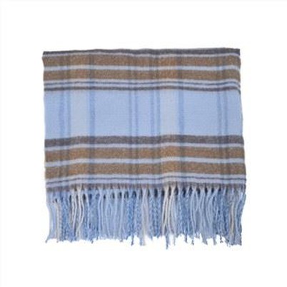 Plaid Throw Blanket With Fringe