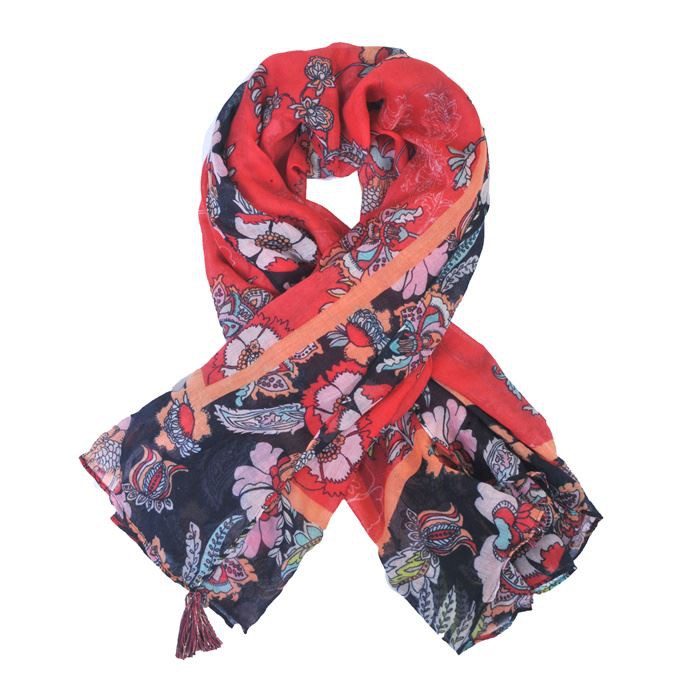 Women Floral Printed Square Scarf