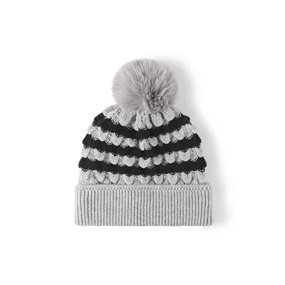 Knitted Beanie With Pom Pom