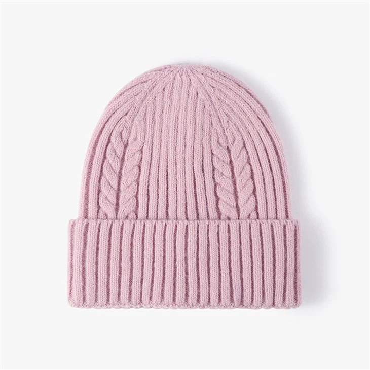 Unisex Solid Color Domed Twist Knitted Hat
